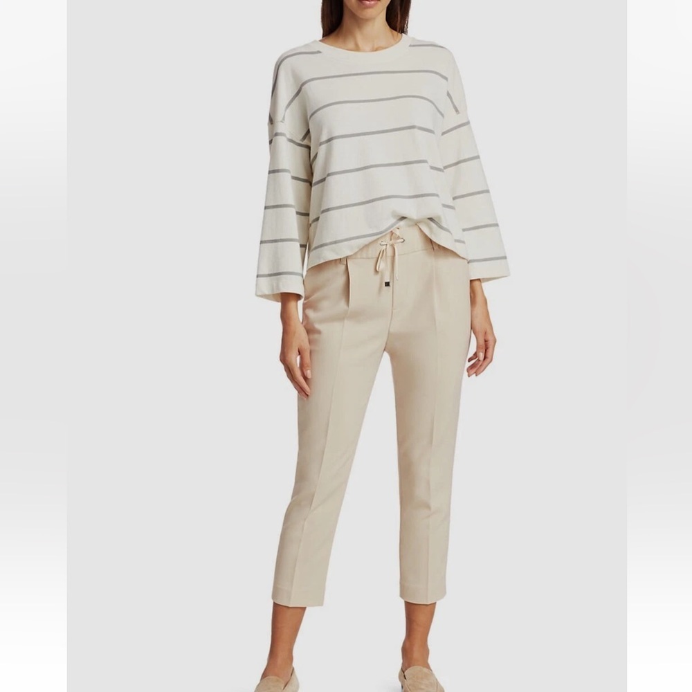 ATM Anthony Thomas melilo/ beige drawstring cropped trouser pants small S
